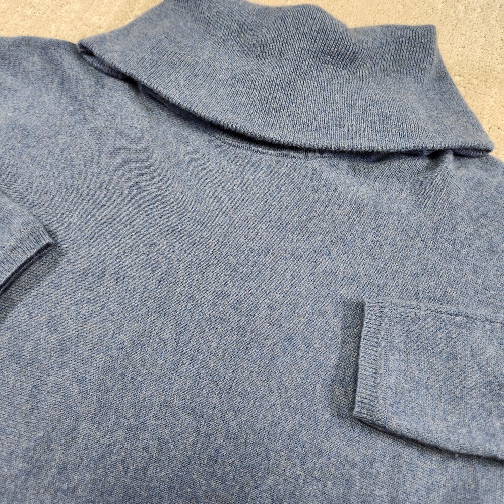 Cashmere Sweater Women Medium Blue Turtleneck Max Studio Knit Pullover Luxury